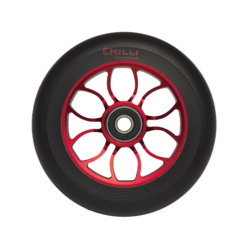 Roue De Trottinette Freestyle 110 Mm - Moyeu Alu, Pneu PU, Roulements 8 Mm (Bleu Clair)